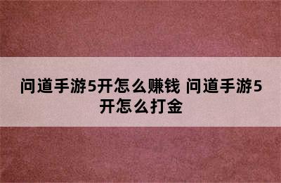 问道手游5开怎么赚钱 问道手游5开怎么打金